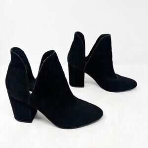 [Steve Madden] Rookie Black Suede Cut-Out Side Split Shaft Ankle Boots Size 10